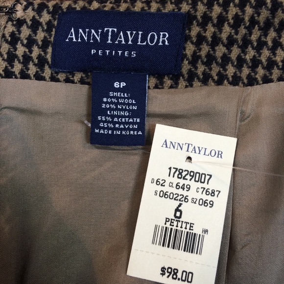 Ann Taylor Black Tan Houndstooth Wool Skirt SOLD - Picture 7 of 7